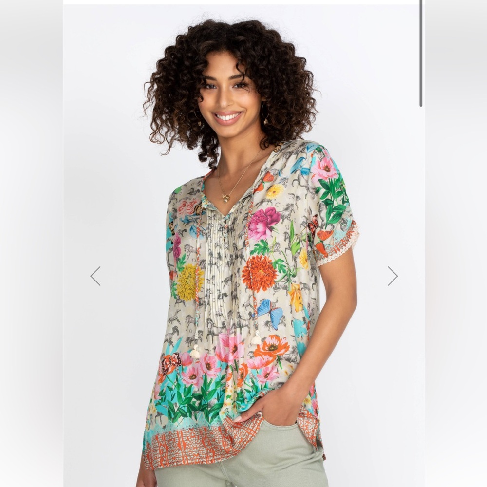 Johnny Was • 100% silk Garden Mainlace tunic top